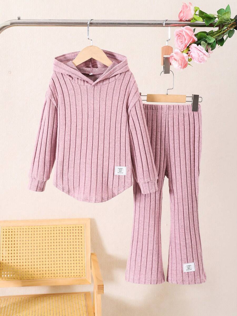 Young Girl Long Sleeve Top And Pants 2pcs Casual Set, Autumn - Dusty Pink - View 1