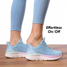 Women's Slip On Walking Shoes Running Comfortable Tennis Breathable Non Slip Athletic Gym Workout Cross Training Sneakers - Màu xanh nhạt - Xem 2