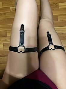 1pc/2pcs Solid Color PU Leather Women Sexy Garter Belt, Black Leg Harness Garter, Gothic Style Sexy Lingerie Accessories. Cosplay Leg Decor, Christmas/Valentine's Day Thigh Decoration Gift