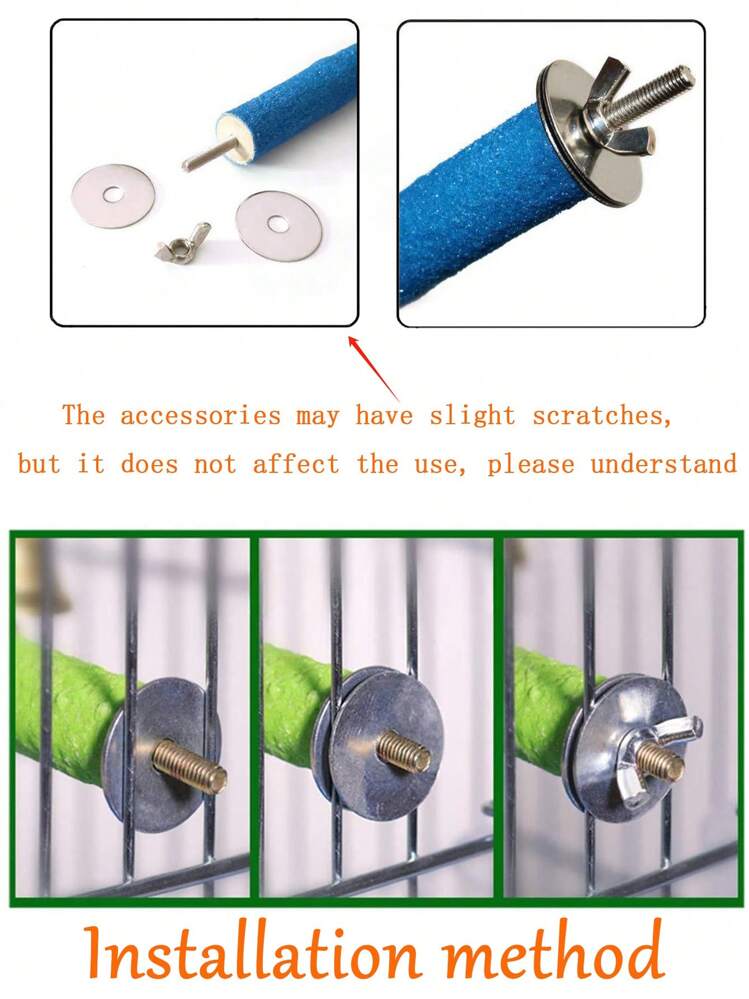 1 件鹦鹉彩色喷砂栖木，多种长度可选（10 厘米、15 厘米、20 厘米、25 厘米、30 厘米），配有用于鸟指甲/爪子打磨的螺丝固定装置，鹦鹉栖木，鹦鹉玩具，鸟类用品，鸟笼配件，（颜色随机） - 彩色 - 查看 4