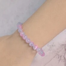 1pc Handmade Gradient Color Charming Colorful Cat's Eye Stone Women's Bracelet Daily Wear Girlfriend Gift - 1pc - View 3