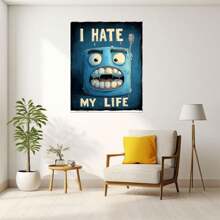 Wall Art, Graffiti Art Prints, Funny Bathroom Style Patterns Funny Animals Wall Art Framed, Farmhouse Animals Pictures Canvas Bathroom Decor, Farm Horse Prints Painting Rustic Country Framed Artwork For Bedroom Living Room Kitchen Bathroom,Canvas Painting,Canvas Motivational Posters For Boy's Room Man Cave Home Decor(Blue)