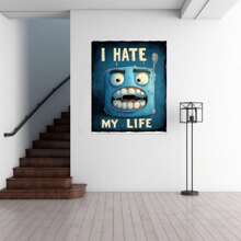 Wall Art, Graffiti Art Prints, Funny Bathroom Style Patterns Funny Animals Wall Art Framed, Farmhouse Animals Pictures Canvas Bathroom Decor, Farm Horse Prints Painting Rustic Country Framed Artwork For Bedroom Living Room Kitchen Bathroom,Canvas Painting,Canvas Motivational Posters For Boy's Room Man Cave Home Decor(Blue)