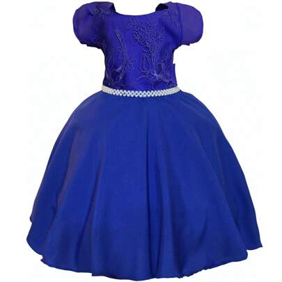 Vestido Formatura Menina Azul Royal Daminha Festa Infantil Aniversário Princesa Cinderela Casamento