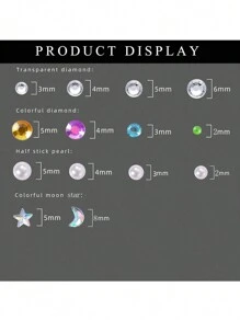 2/4/8pcs 3D Crystal Faux Pearl Stickers, Shiny Gold Crystal White Faux Pearl Hair Accessories Stickers, Self-Adhesive Rhinestone Stickers, Bridal Birthday Party Crystal Hair Decor, Women Girls Fashion Accessories, Hair Decor Tools, 3/4/5/6mm, Suitable For Nails, Crafts, Festival, Music Festivals, Mother's Day, Spring/Summer Hair Accessories, DIY Hair Decor, Holiday, Travel - Multicolor - View 7