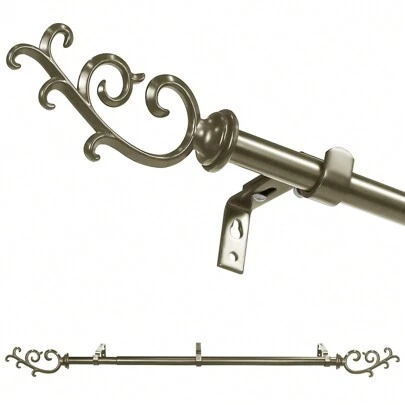 Barra de cortina ajustable Julietta de 5/8 pulgadas de diámetro, color dorado antiguo, negro, bronce, blanco brillante, peltre, 28"-48"/48"-84"/84"-120"