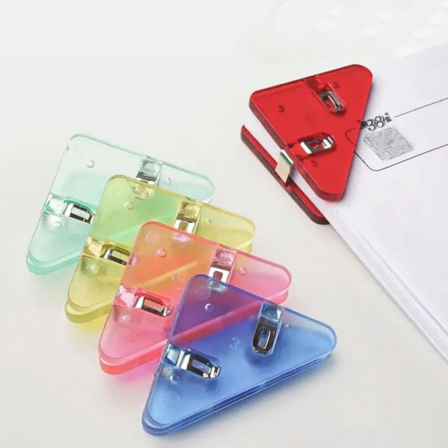 Set de 5 clips de papel triangulares para archivos de esquina, para estudiantes y suministros de oficina, clips de encuadernación, útiles escolares