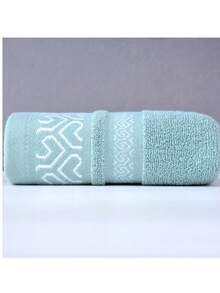 1pc Geometric Patterned Bath Towel, Super Soft & Absorbent For Bathroom, Gym, Hotel, Daily Use Back To School For Beauty Salon Home Bathroom - Green - View 3