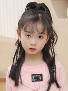 2pcs Highlights Twist Braid Hanging Ear Dyed Hair Wig Hairpin Boxing Kid's Braid Ponytail Sweet And Cool