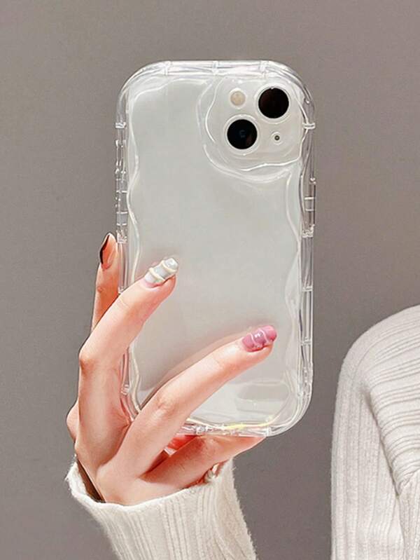 Funda de teléfono transparente con borde ondulado texturizado de color crema, material liso, resistente a caídas, compatible con iPhone 16/ 16 Pro/ 16 Plus/ 16 Pro Max/ 15 Pro Max, 13, 14, P12, XS, y funda de teléfono suave antideslizante con borde ondulado brillante de TPU compatible con Galaxy S24, Galaxy S24+, Galaxy S24 Ultra, Galaxy S22, Galaxy A13 4G, Galaxy A52, A52s 5G, Galaxy A23, Galaxy A35, Galaxy A25, Galaxy A73, Redmi Note 11, 11 Lite, resistente al agua, a los golpes y a los arañazos