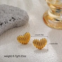 1 par de pendientes de botón con adornos de corazón, mariposa, sol, luna, estrella de mar y flor hueca de aleación de zinc con tono dorado de moda para mujeres