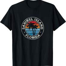Sanibel Island Florida FL Vintage Graphic Retro 70s T-Shirt - Black - View 1