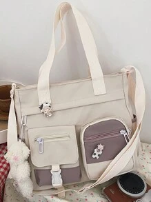 Women's Crossbody Bag Contrast Color Messenger Bag Nylon Crossbody Bag Shoulder Bag Fashion Casual Handbag - trắng - Xem 4