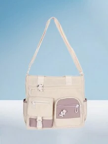 Women's Crossbody Bag Contrast Color Messenger Bag Nylon Crossbody Bag Shoulder Bag Fashion Casual Handbag - trắng - Xem 5