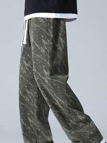 男士休闲满版印花抽绳腰户外长裤（春/夏）