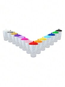 15 Twister Cups 400ML Colored Lid And Transparent Straw - 粉紅色bb水晶杯 - 查看 2