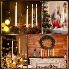 3pcs/6pcs Black White LED Long Pole Electronic Candle Lights, Flameless Halloween Candles Lights, Simulated Candles Lights, Christmas Decoration Light, Valentine's Day Decoration Lights, Decorative Lighting For Tea Light Birthday Wedding, Dining Table Candle Light, Halloween, Tea Light, Birthday, Wedding, Party, Indoor And Outdoor Creative Scene Decoration Light, Excluding Batteries ﻿ - White - View 10
