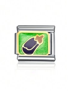 1 pieza Componente para hacer joyas de acero inoxidable, un brazalete modular para pareja con cuentas en forma de fruta y verdura, apto como regalo del Día de San Valentín 2025, para fiestas o accesorios diarios - Multicolor - Ver 6