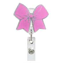 1 件粉色蝴蝶结可调节旋转徽章卷轴，非常适合医生、护士、教师、学生身份证持有人 - 彩色 - 查看 7