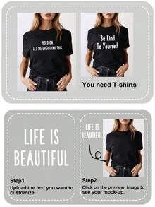 可定制女士短袖 T 恤、个性化文字/姓名、黑色 T 恤、女士上衣、情人节礼物、女士礼物、周年纪念礼物、音乐节、婚礼/派对服装、纪念衬衫、节日礼物、个性化