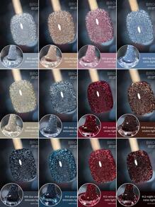 annies 10ML Reflective Glitter Gel Nail Polish Champagne Silver Pink Semi-Permanent Varnishes Soak Off UV LED Disco Diamonds Gel Polish Nail Art DIY 1pc/12PCS Nails - Multicolor - View 1