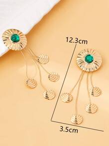 1 对时尚长流苏链圆盘耳环，适合女性在约会、购物、聚会、节日和日常佩戴 - 長耳環 - 查看 6