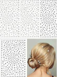 4/8pcs Self-Adhesive Rhinestone & Faux Pearl Stickers, Holiday Decorations, Hair Accessories, Rhinestone Stickers, Hair Styling Tools, Hair Accessories - Multicolor C - View 13