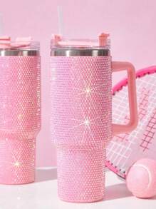 Cốc thép không gỉ 40 Oz cho ô tô, cốc Rhine-Diamond và cốc Sippy, 1 bình nước cách nhiệt chân không, thích hợp cho gia đình, văn phòng hoặc ô tô, cốc tái sử dụng, nắp lật chống rò rỉ Sippy (hồng, đen, xanh lá, tím, xanh dương) quà tặng cho ngày lễ Giáng sinh, ngày lễ tình nhân, ngày của mẹ - Nhiều màu - Xem 12