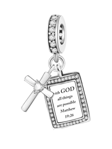 1 PC Silver Plated Cross Angel Of Love Mary Prayer Bible Pendant Charm Pendant Ball Suitable For Bracelets DIY Women's Jewelry - Silver - View 18