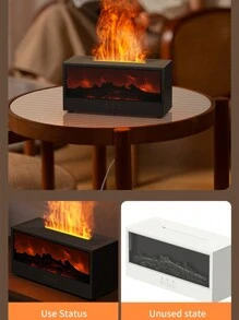 ViSSKO Difusor de aromas para lareira [Chama 3D + Controle Remoto Infravermelho] | Design retangular, 7 cores de iluminação fixas, reservatório de óleo essencial de 150ml, entrada 5V/2A (potência ≤10W), temporizador de desligamento automático, ideal para decoração de casa, mesa de escritório e estúdio de ioga.