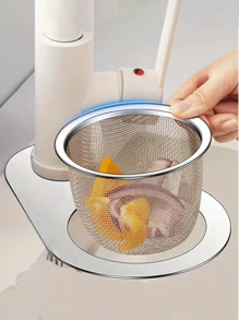 1pc Stainless Steel Gooseneck Kitchen Sink Strainer With Removable Handle, High Efficiency Wet And Dry Separation Drain Filter, Non-Electric, Metal Sink Strainer, Kitchen Drain Rack For Food Waste And Vegetable Filtering, Suitable For Kitchen, Bathroom Sink - Multicolor - View 4