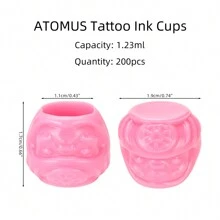 ATOMUS 50pcs Disposable Plastic Microneedle Tattoo Ink Cups With Base, Permanent Makeup Pigment Container Caps, Tattoo Accessories - Multicolor - View 2