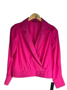Blusa manga larga para mujer con solapa, cruzada de enfrente y botones - fiusha - Ver 1