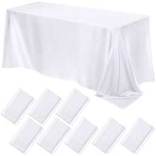 1 khăn trải bàn bằng vải satin, khăn trải bàn hình chữ nhật màu trơn giống lụa, dùng cho tiệc, tiệc ngoài trời, tiệc tối ngày lễ, trang trí tiệc cưới (Đỏ rượu vang/Trắng/Đen/Sâm panh/Xanh lá cây đậm) - trắng - Xem 25