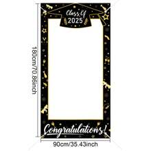 2025 Graduation Photo Booth Props Banner, Class Of 2025 Glitter Gold Large Size Graduation Photo Booth Props, Graduation Party Favors Supplies Decorations For College 2025 Graduates - Multicolor - View 2