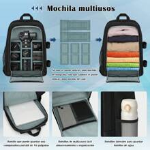 Mochila para Camara Fotografica,Bolsa Mochila Profesional para Camara,Mochila Impermeable para Portátil de 15.6 pulgadas con Divisores Desmontables y Cubierta para la lluvia - Gris - Ver 8