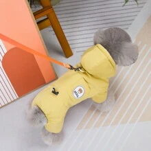 24款学院风四腿加厚外套，加厚保暖宠物服装，适用于猫狗，新款秋冬设计，防风连帽外套，流行欧美风格宠物服装 - 棕色 - 查看 10