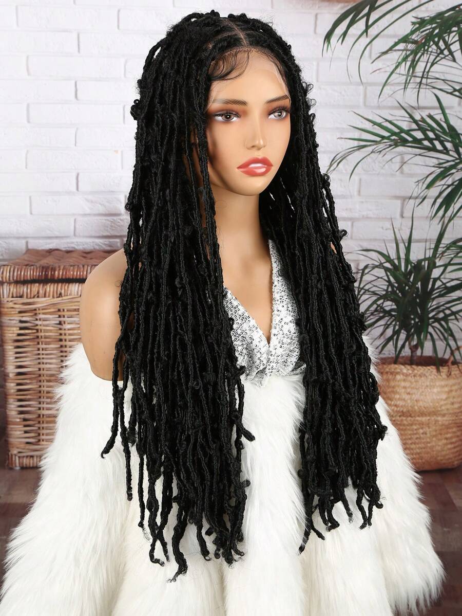  30 Inches Braided Wigs For Women Double Full Lace Knotless Locs Black ...