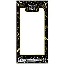 2025 Graduation Photo Booth Props Banner, Class Of 2025 Glitter Gold Large Size Graduation Photo Booth Props, Graduation Party Favors Supplies Decorations For College 2025 Graduates - Multicolor - View 3