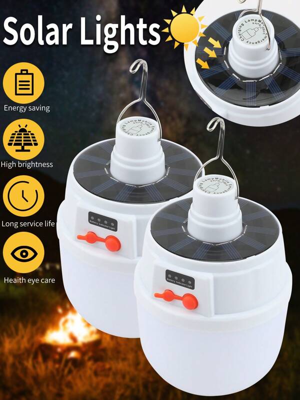 1pc Solar Camping Light Outdoor Lighting Portable Minimalist Hanging Hook Power Cut Emergency Light 3 Functions Motion Sensor Lighting Fake Surveillance Lamp USB & Solar Panel Charging Pendant Light, Suitable For Stall Camping Home Portable Performance