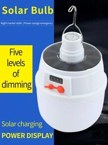 1 件装太阳能露营灯户外照明便携式简约挂钩断电应急灯 3 功能运动传感器照明假监控灯 USB 和太阳能电池板充电吊灯，适用于摊位露营家庭便携式性能 - 太陽能球泡燈 - 查看 7