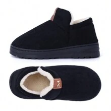 Womens Boots - Memory Foam Fleece Lined Winter House Shoes, Lightweight Indoor/Outdoor Slip-Ons With Closed Back - Black - View 1