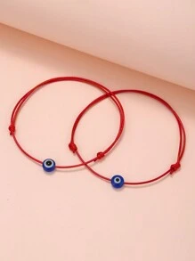 1 Set Of 2 Handmade Evil Eye Decor Bracelets, Adjustable Friendship Bracelets Suitable For Boys, Girls, Daily Wear Or Gift For Friends - Multicolor - View 10