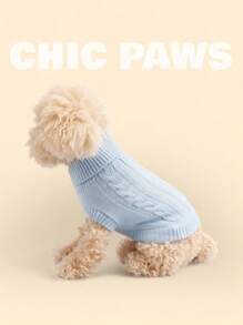 holdhoney 1 Piece, Autumn And Winter, New Style, Pet Clothes, Dog, Fried Dough Twists Series, Teddy, Sweater, Puppy Type, Warm, Cute Sweater, Fashion, Autumn And Winter, Pet Clothes, Solid Color, Fried Dough Twists, Knitting, Comfortable