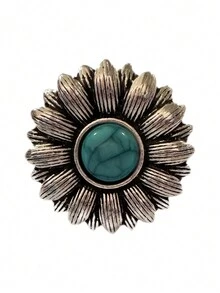Klaudinni Engagement Ring Turquoise Flower - Silver - View 2