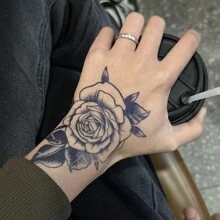 INKARTLINK Nietrwały tatuaż inspirowany kwiatem róży, najlepszy wybór dla tatuaży damskich, starannie wykonany wzór, naturalne matowe wykończenie, wodoodporny, utrzymujący się przez 1-2 tygodnie, bardzo łatwy do nałożenia na dłonie, plecy, ramiona