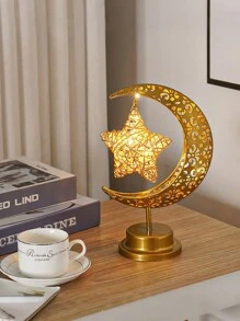 1 pièce La nouvelle lampe boule en fer forgé et LED à lune creuse. Lampe décorative d'ambiance avec fil de cuivre LED (batterie incluse). Lampe de table de fête, modélisation d'ambiance. Cadeau pour amis et famille, convient à tous. Idéal pour la décoration de Noël, Thanksgiving, Saint-Valentin. Article raffiné.
