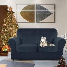 Deluxe Velvet Chair Cover With Armrests Elastic Chair Cover For 1/2/3/4 Seater Living Room Thickened Soft Armchair Cover Anti-Slip Pet Furniture Protective Cover