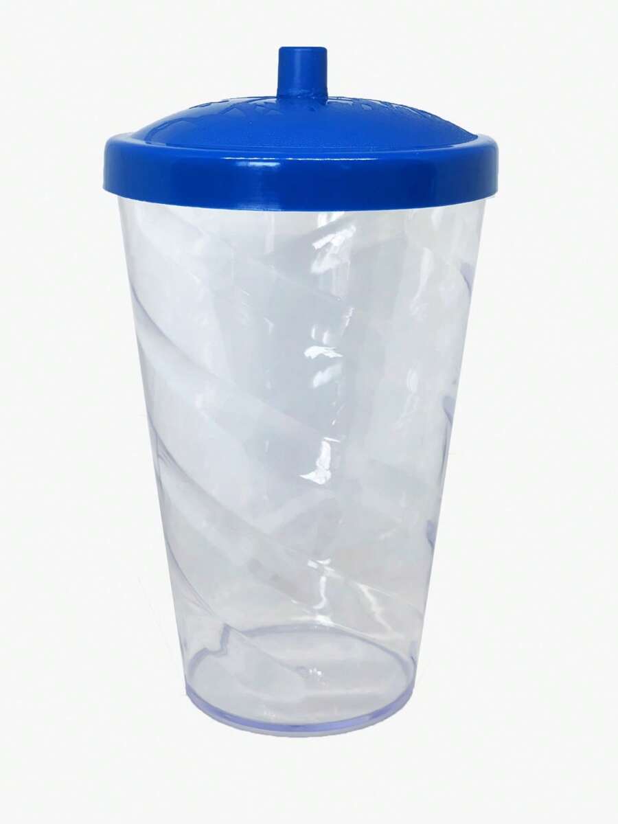 15 Twister Cups 400ML Colored Lid And Transparent Straw - 寶藍色水晶玻璃 - 查看 1