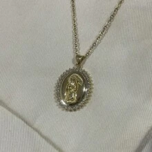 1pieza Collar Santa Muerte De Colgante Con Forma Humana De Acero Inoxidable Chapado, Zirconia Cúbico De Moda Adecuado Para Hombres Y Mujeres - 2 - Ver 4